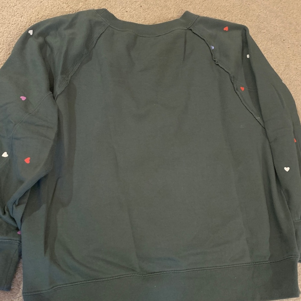 GAP Women's Green Sweatshirt with Colorful Hearts - Picture 3 of 4